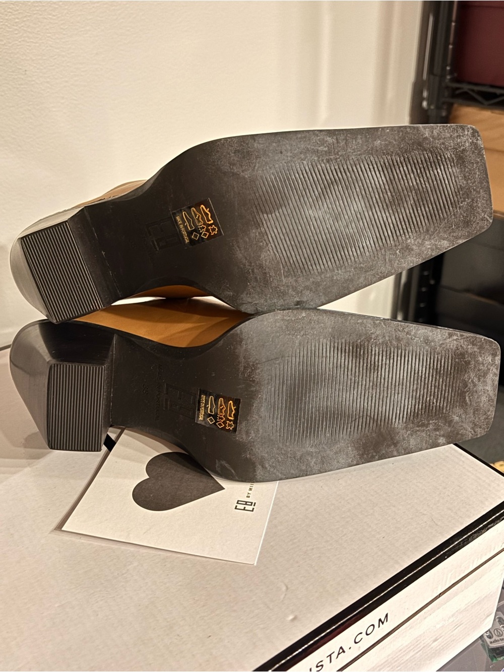 NIB E8 by Miista Dory Western Cowboy Beige Turquoise Blue Croc Leather Mules 38 - Picture 6 of 8